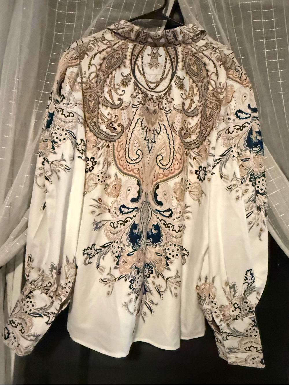 NWT StyleWe Paisley Print Puff Sleeve Boho Blouse 2XL - Picture 2 of 6